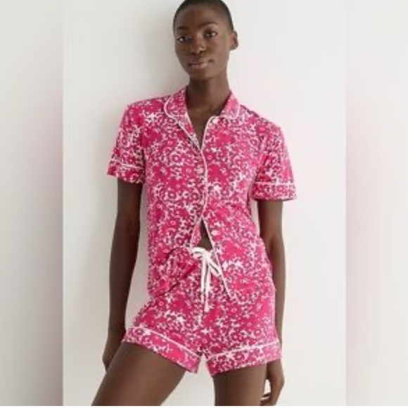 J. Crew Eco Dreamiest Short Sleeve Pajama Set in Pink Floral Size 2X EUC - Picture 2 of 7
